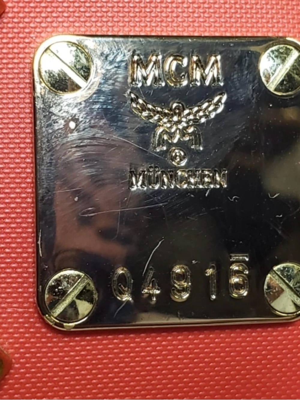 MCM Red Leather Studded Mini Backpack with Gold Hardware - Picture 11 of 15